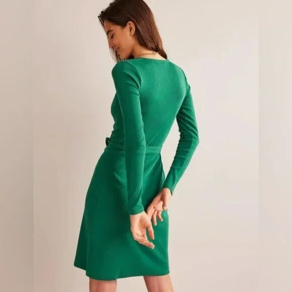 Boden Jersey Wrap Dress Emerald Green Size 2 - Picture 2 of 6